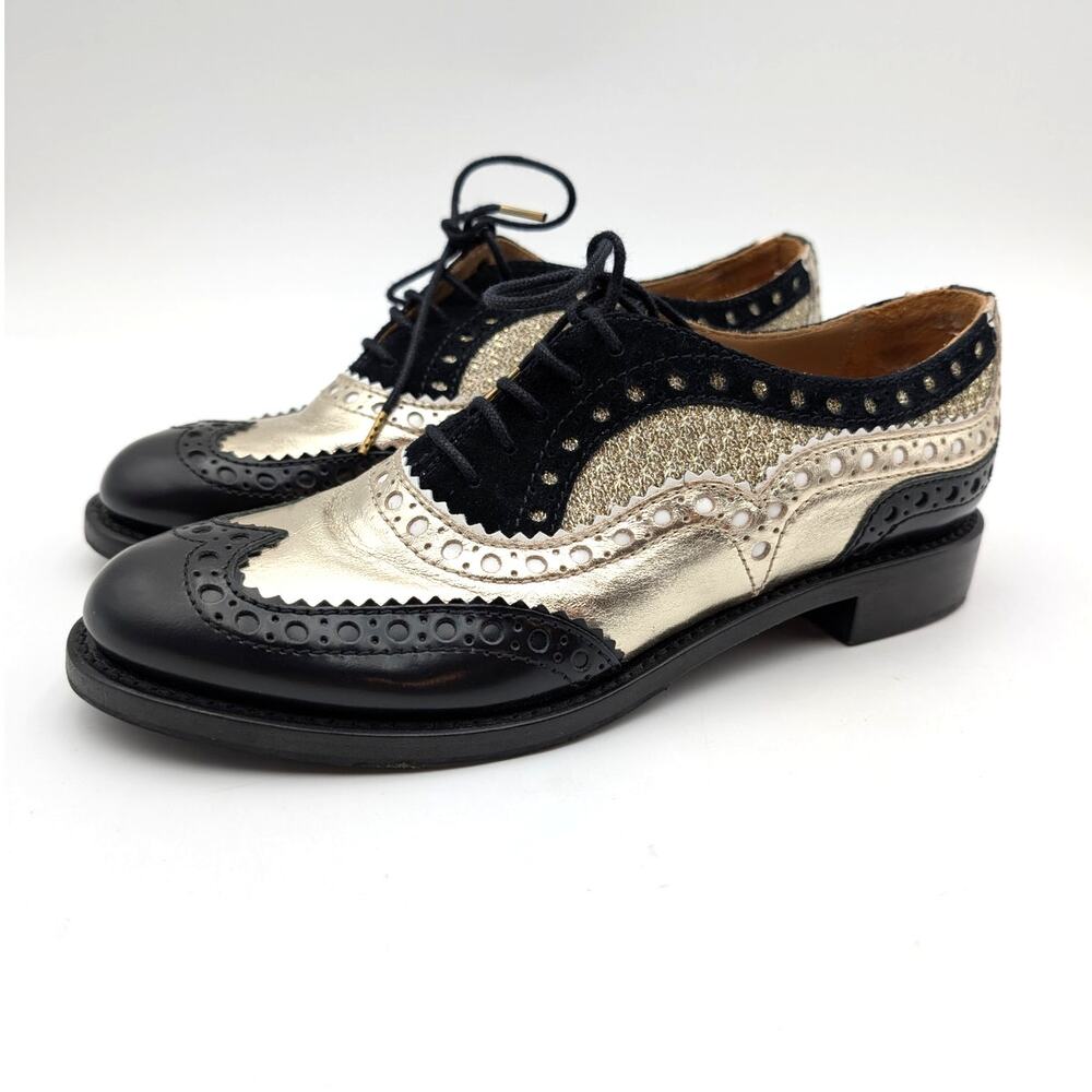 The Office Of Angela Scott Mr. Doubt Wingtip Oxford Black/Gold Size US7 EU37